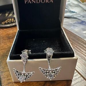 PANDORA EARRINGS FAIRYTALE TIARA STUDS #296228CZ Retired
